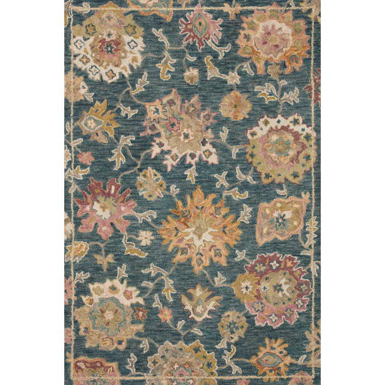 Langley Street Kraker Oriental Handmade Handooked Wool Area Rug in Blue